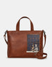 Midnight Cats Brown Leather Grab Bag