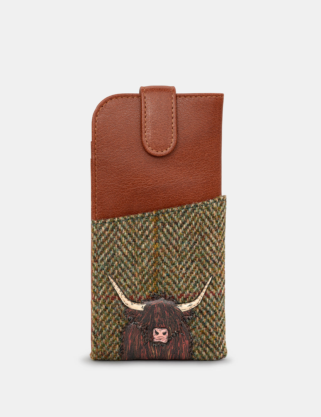 Highland Cow Tweed Leather Glasses Case