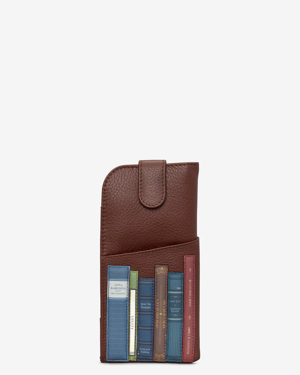 Bookworm Library Brown Leather Glasses Case