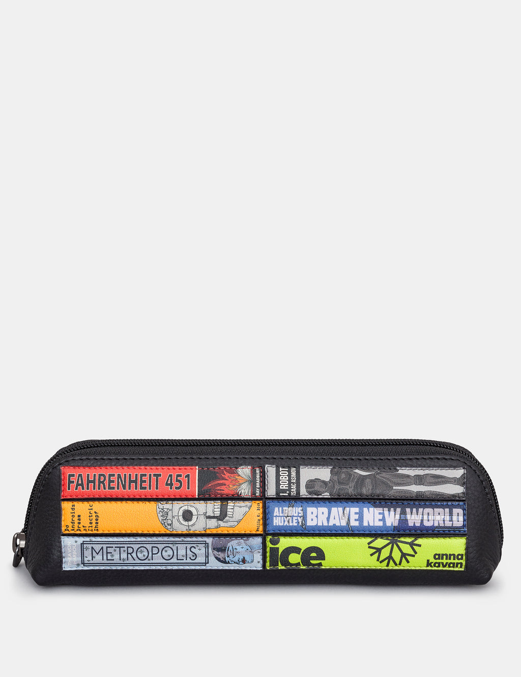 Sci-Fi Bookworm Library Zip Top Leather Pouch Pencil Case