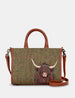 Highland Cow Tweed Leather Grab Bag