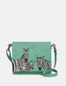 Dazzle of Zebras Mint Green Leather Triple Gusset Flap Over Bag
