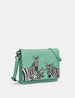 Dazzle of Zebras Mint Green Leather Triple Gusset Flap Over Bag