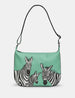 Dazzle of Zebras Mint Green Leather Hobo Bag