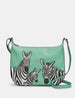 Dazzle of Zebras Mint Green Leather Hobo Bag
