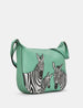 Dazzle of Zebras Mint Green Leather Hobo Bag