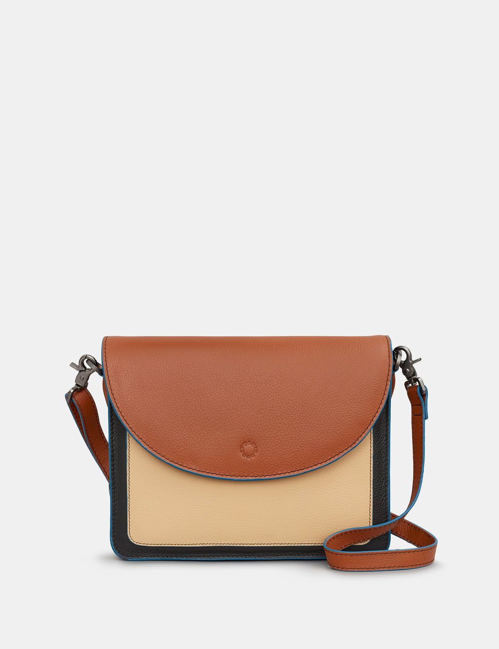 Rustic Colour Block Portland Flap Over Leather Bag