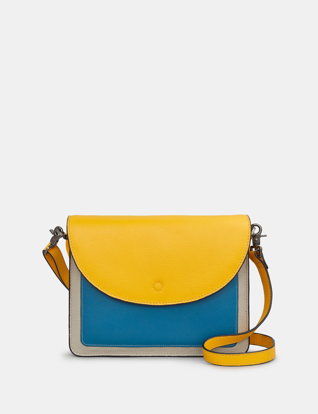 Coastal Colour Block Portland Flap Over Leather Bag