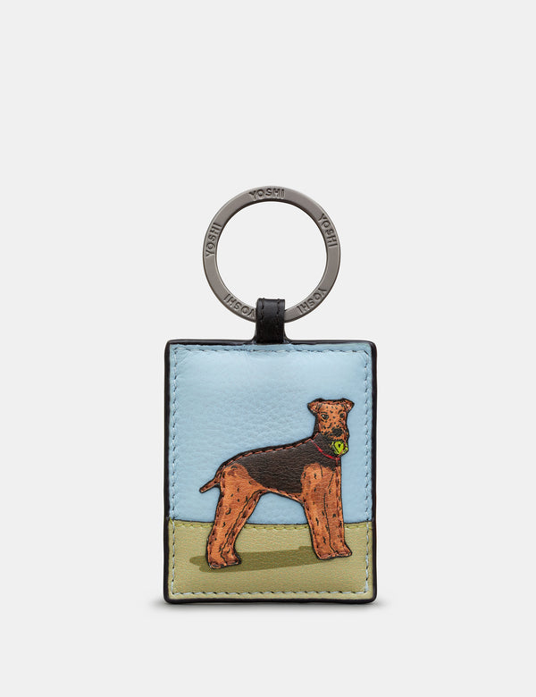 Dog Walk - Airedale Terrier - Leather Keyring