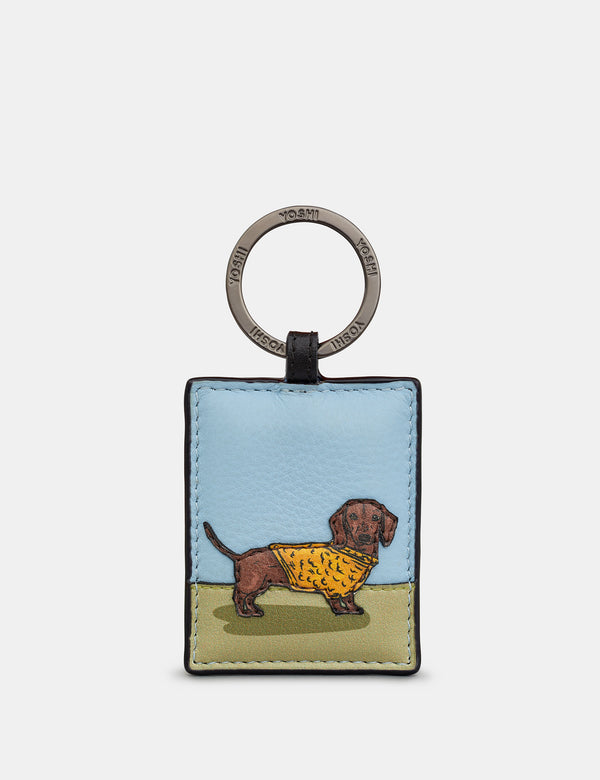 Dog Walk - Dachshund - Leather Keyring