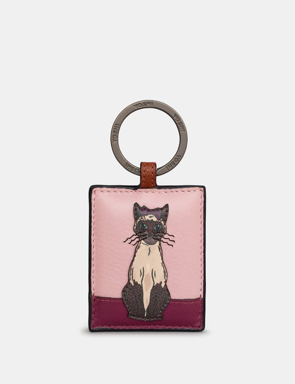 Party Cats - Siamese - Leather Keyring