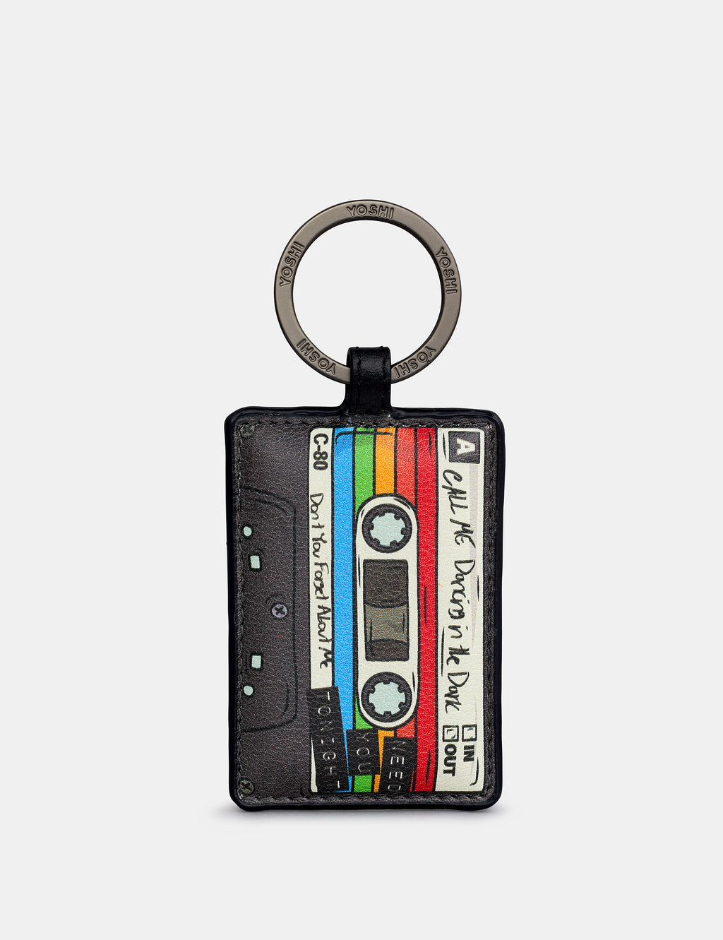 Back to the 80s Black Leather Keyring B