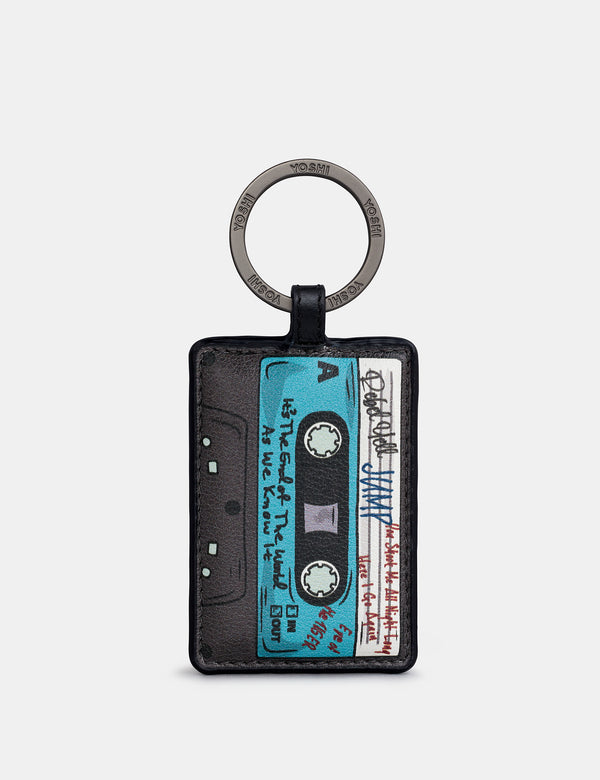 Back to the 80s Black Leather Keyring D
