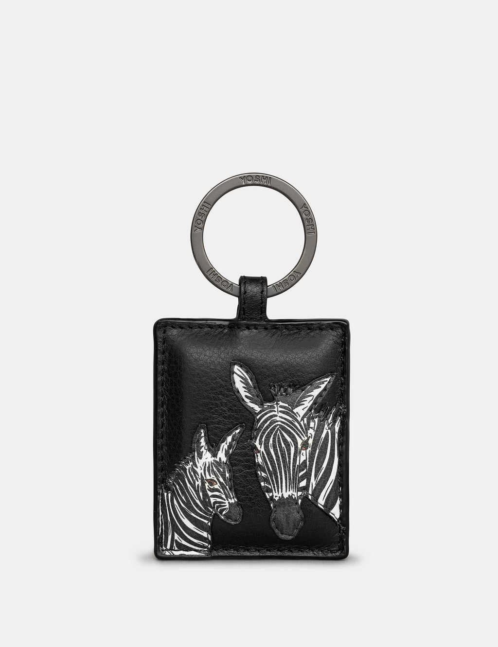 Dazzle of Zebras Black Leather Keyring