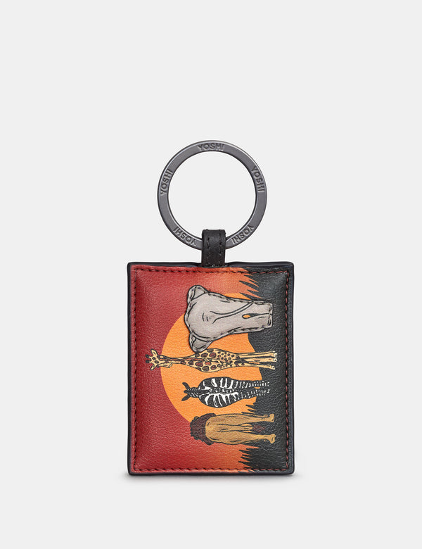 Leather Safari Scene Keyring