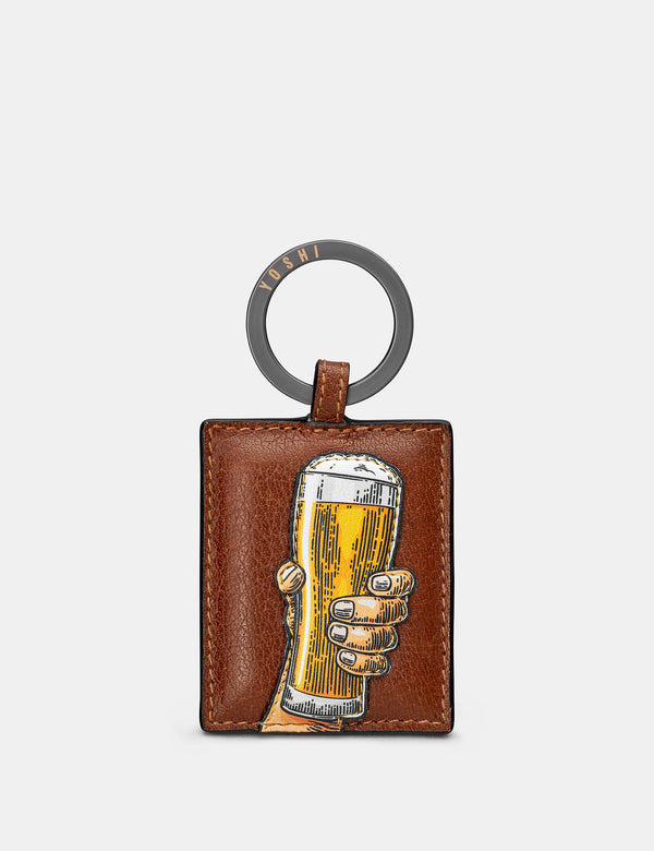 Cheers Brown Leather Keyring